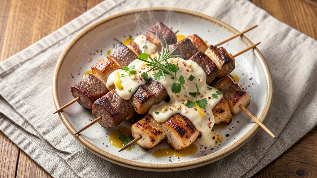 Beef and Chicken Shish Kabobs Recipe: Skewered Flavor Fusion With Charred Perfection