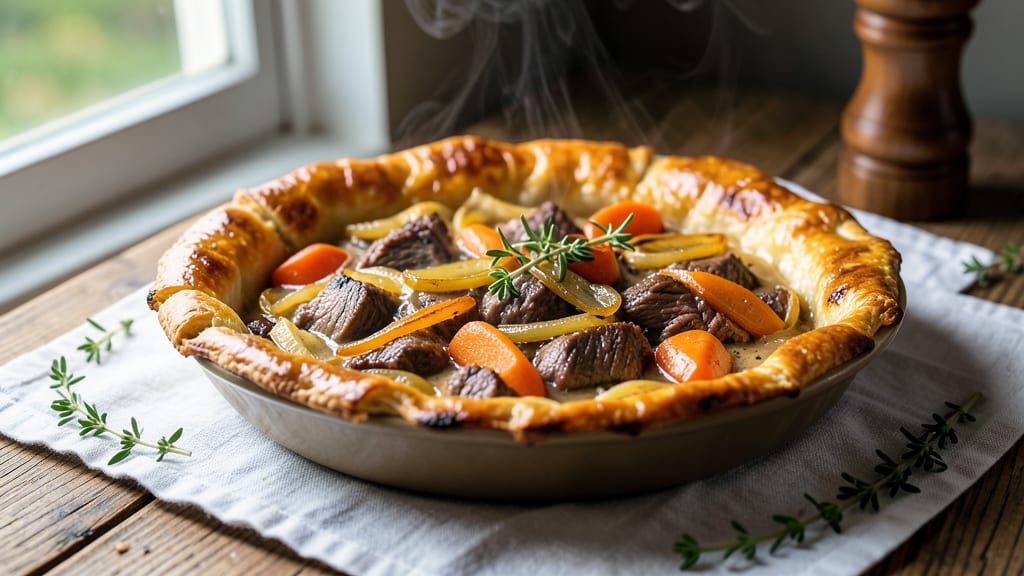 Beef and Vegetable Pie Recipe: Flaky Crust Envelops Savory Filling