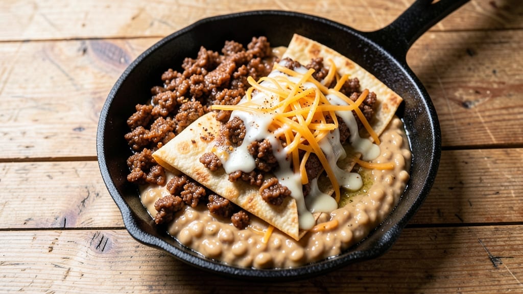 Beef and Refried Bean Quesadillas Recipe: Crispy Tortilla Layers With Melty Cheese Rivers