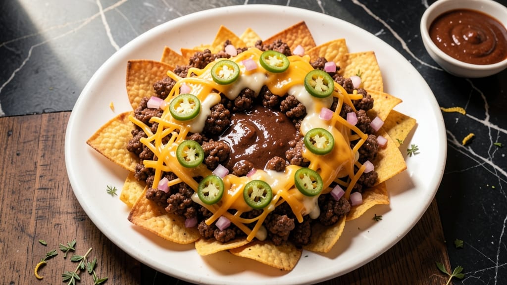 Applebee's Neighborhood Nachos Beef Recipe: Smoky Cumin Cheese Crunch Over Melty Beef Rivers