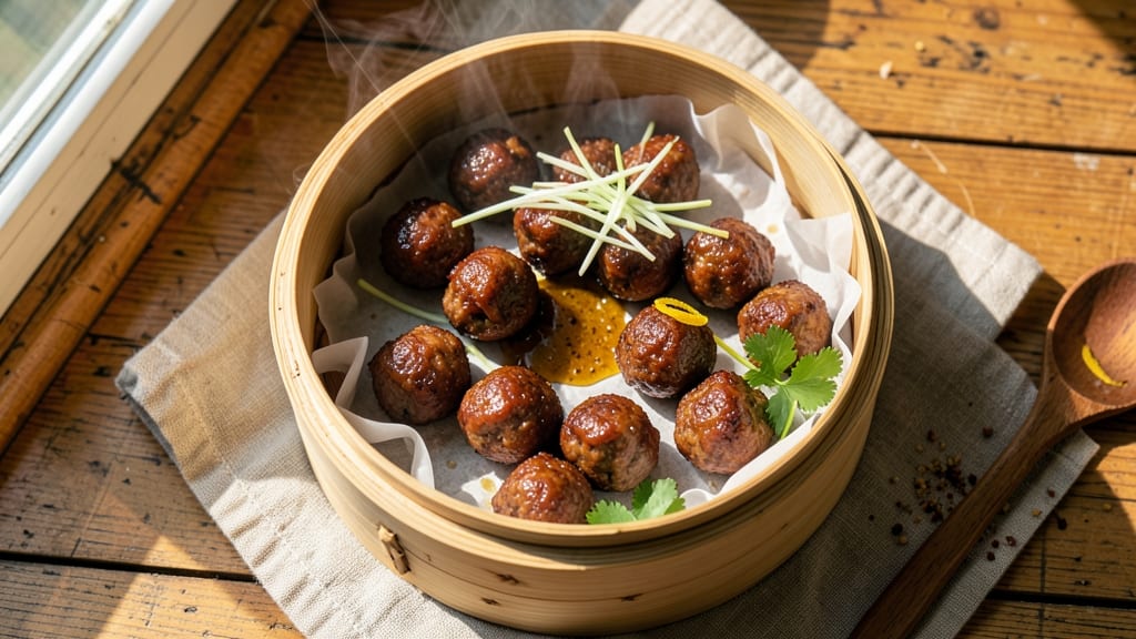 Beef Ball Dim Sum Recipe: Steamed Bites With Silky Pork and Herbal Glaze