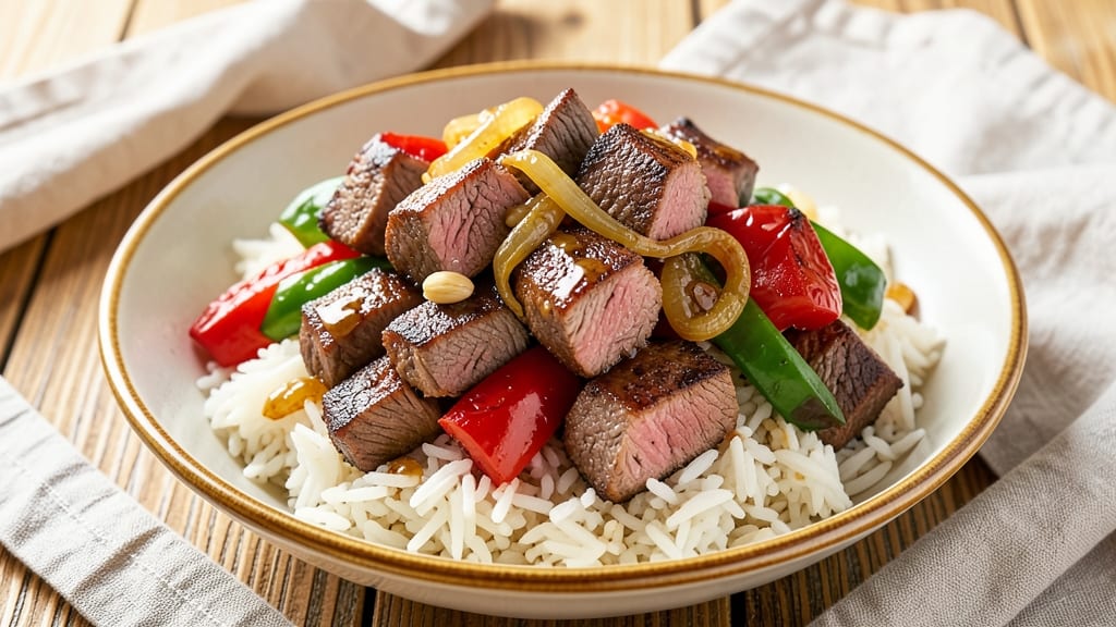 Beef and Peppers Over Rice Recipe: One-Pan Protein-Packed Family Feast