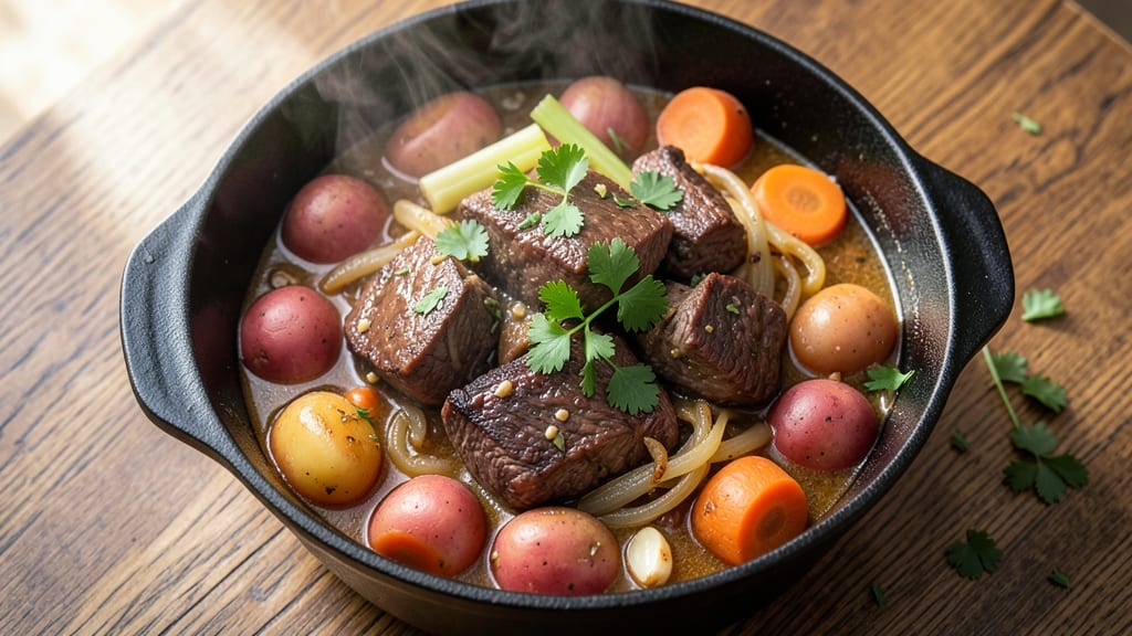 American Beef Stew Recipe: Deep-Roasted Caramelized Onions and Hearty Simmered Beef