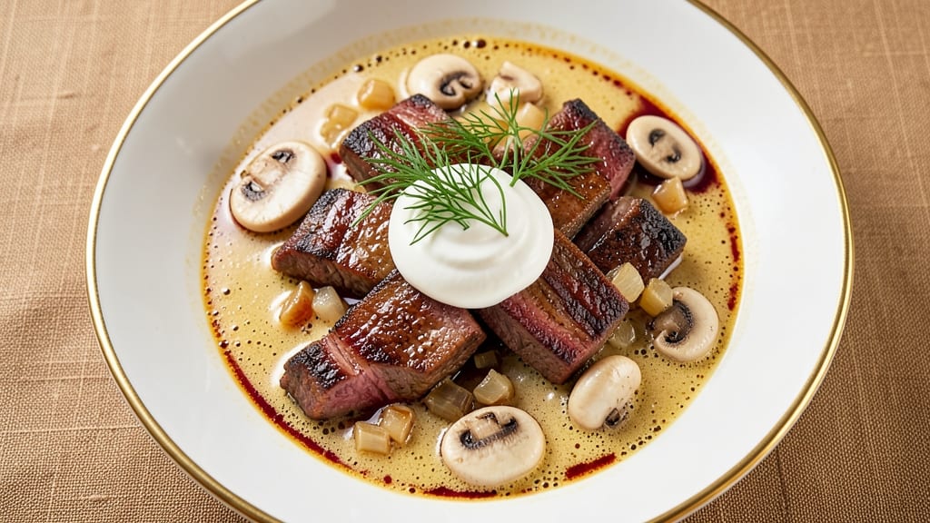 Authentic Beef Stroganoff Recipe With Sour Cream: Crispy Mushroom Pan-Fry and Velvety Sauce