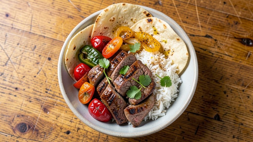 Beef and Pepper Bowl Recipe: Charred Tortilla Crunch Over Smoky Cumin Beef