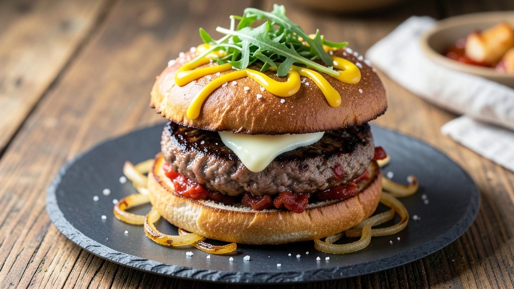 Beef and Chorizo Burgers Recipe: Smoky Paprika-Kissed Meat with Crispy Onion Rings