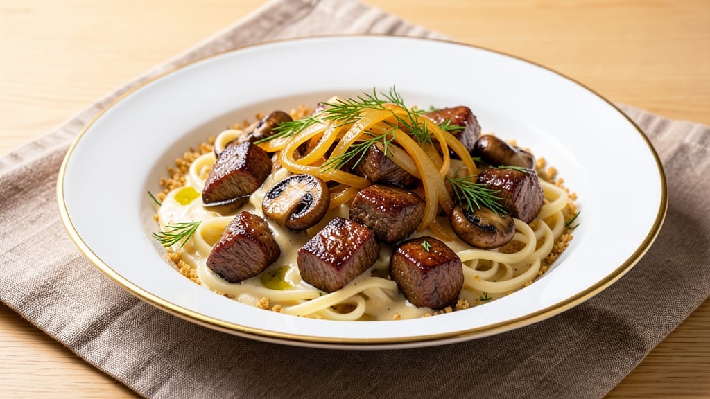 Andy Cooks' Beef Stroganoff Recipe: Sour Cream Velvety and Mushroom-Infused Richness