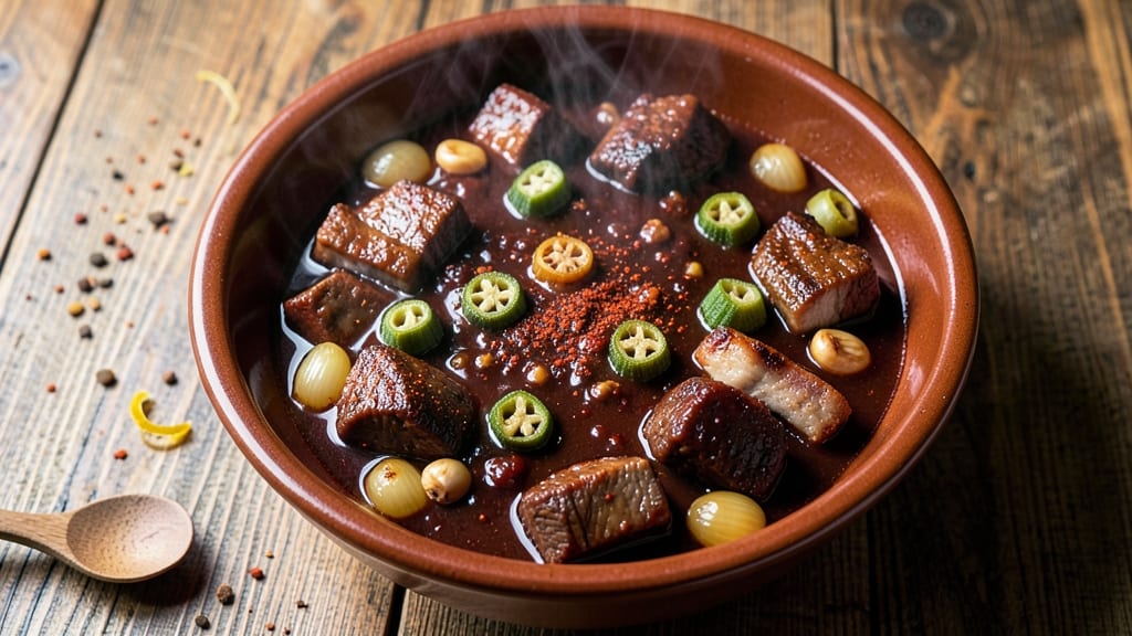 Beef and Pork Chili Recipe: Crock Pot Deep-Roasted Spice and Okra Thickened Richness