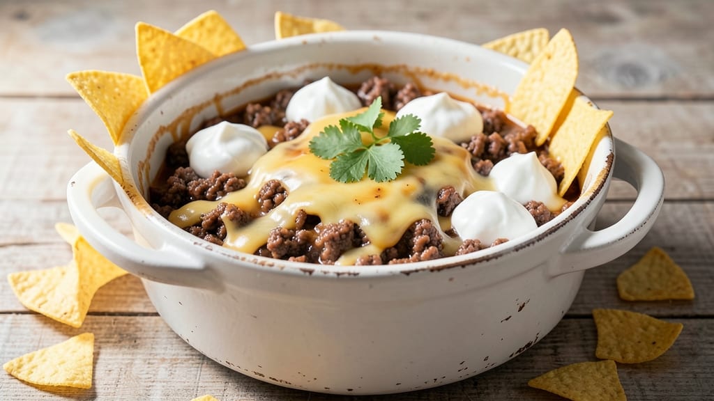 Beef and Cheese Dip Crock Pot Recipe: Slow-Simmered Cheese Rivers With Tortilla Crunch