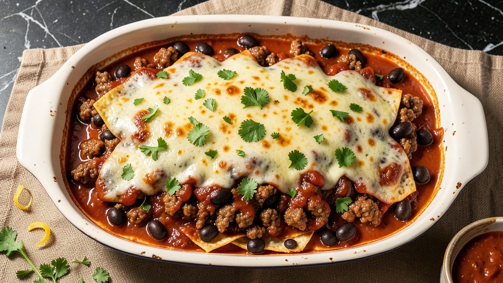 Beef and Bean Enchilada Casserole Recipe: One-Pot Crunch-Meets-Creamy Magic