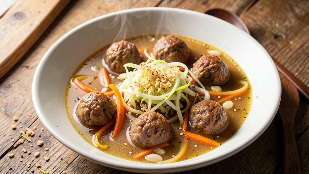Beef Ball Soup Recipe: Crunchy Tortilla Crowns Over Umami-Packed Broth