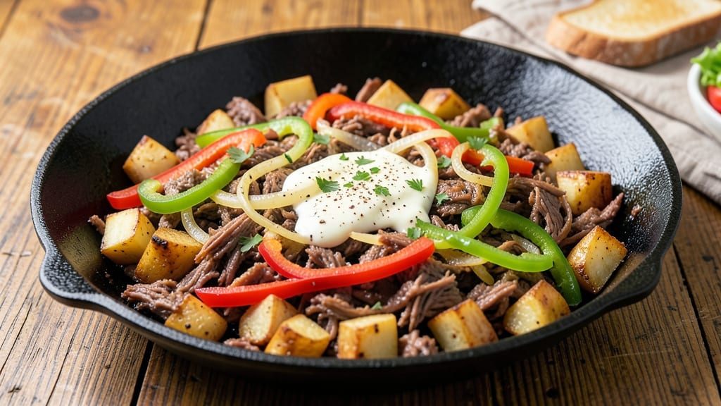 Authentic Corned Beef Hash Recipe: Crispy Potato Topping With Savory Meat Bites