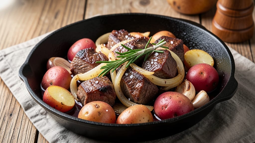 Beef A Casa Portuguese Recipe: Crispy Tortilla Crowns Over Creamy Mushroom Beef