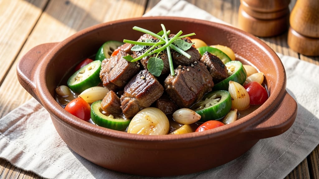 Beef Ampalaya Tausi Recipe: Okra-Thickened Creaminess With Smoky Tortilla Crunch