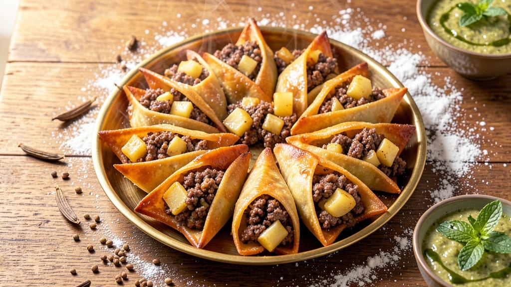 Beef and Potato Samosas Recipe: Crispy Pastry Hugging Spiced Filling