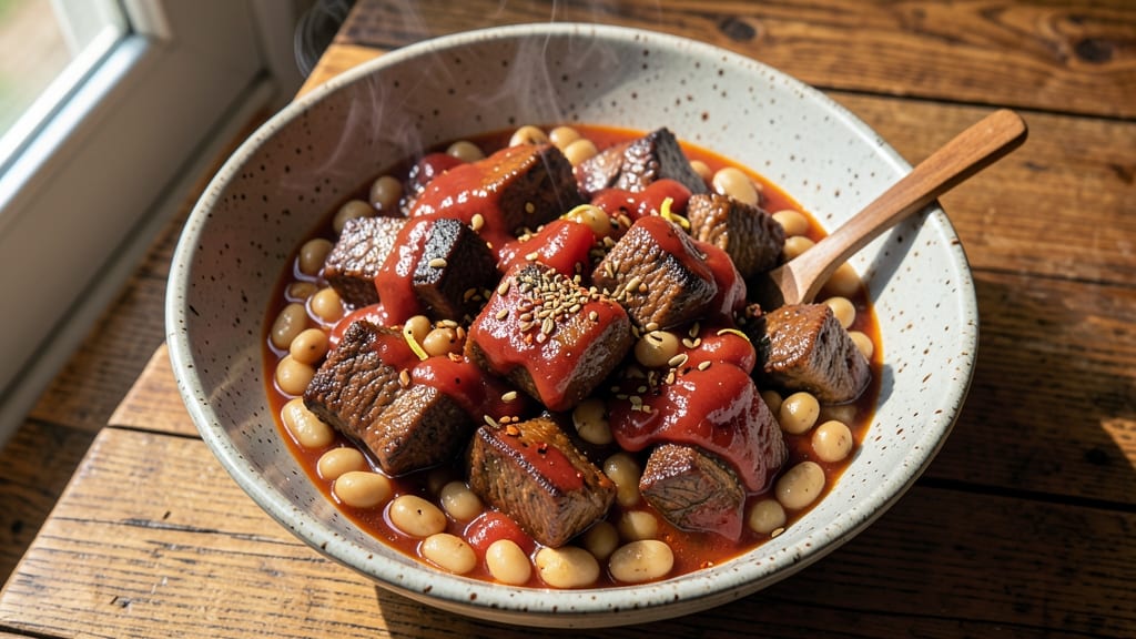 Beans and Beef Crock Pot Recipe: Creamy Cumin and Tortilla Crunch Fusion