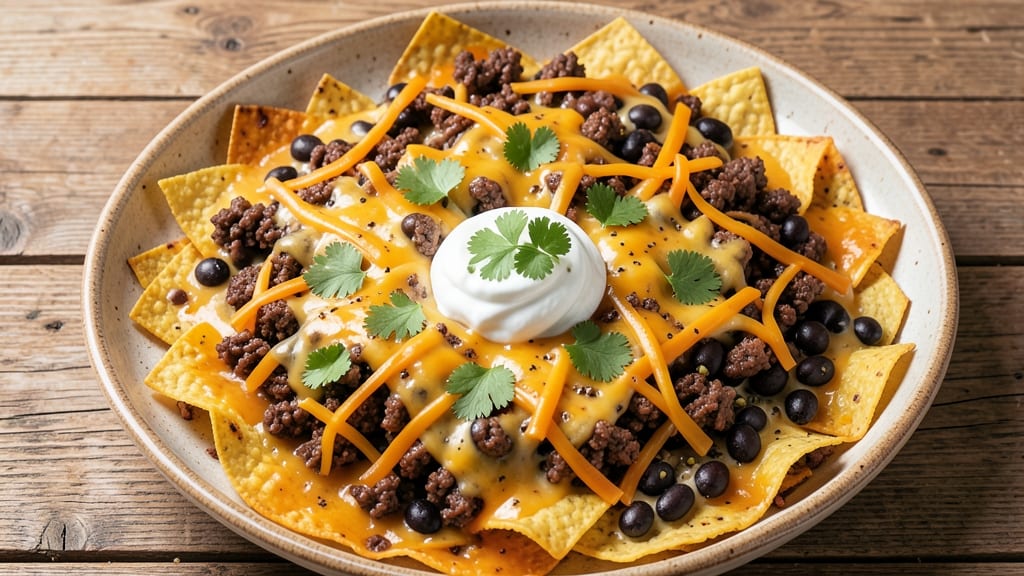 Beef Bean Cheese Nachos Recipe: Crispy Tortilla Layers and Melted Cheese Magic
