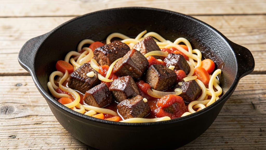 Beef and Noodles Dutch Oven Recipe: Deep-Simmered Richness With Caramelized Beef Bites