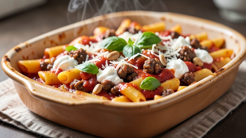 Baked Ziti Recipe with Ground Beef and Italian Sausage: Meat-Loaded One-Dish Feast