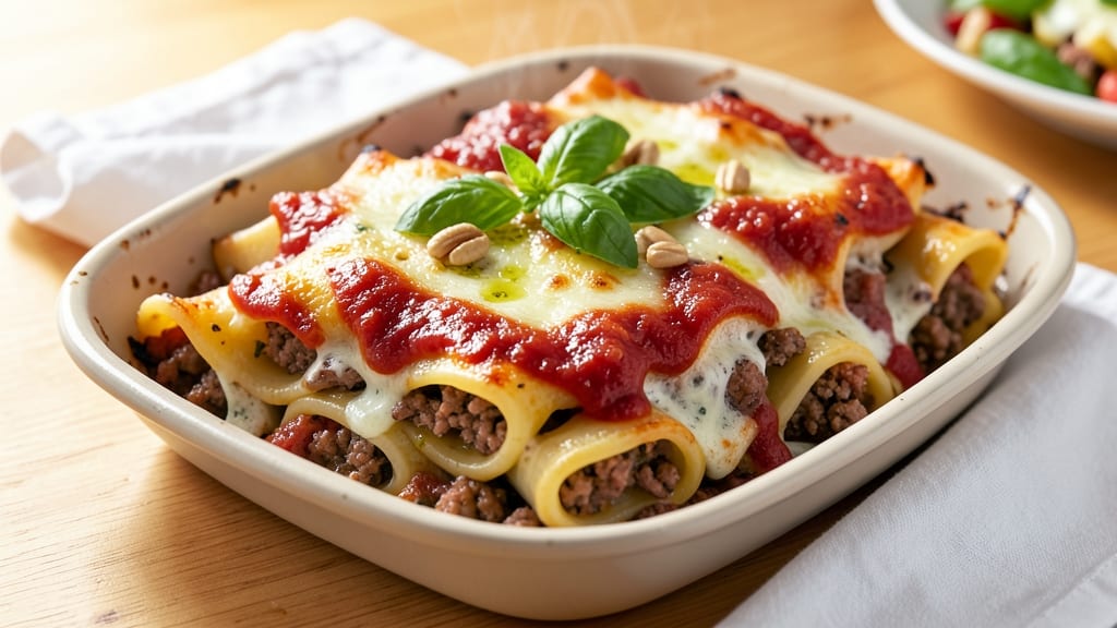 Beef and Sausage Manicotti Recipe: Cheesy Layers That Bake to Golden Perfection